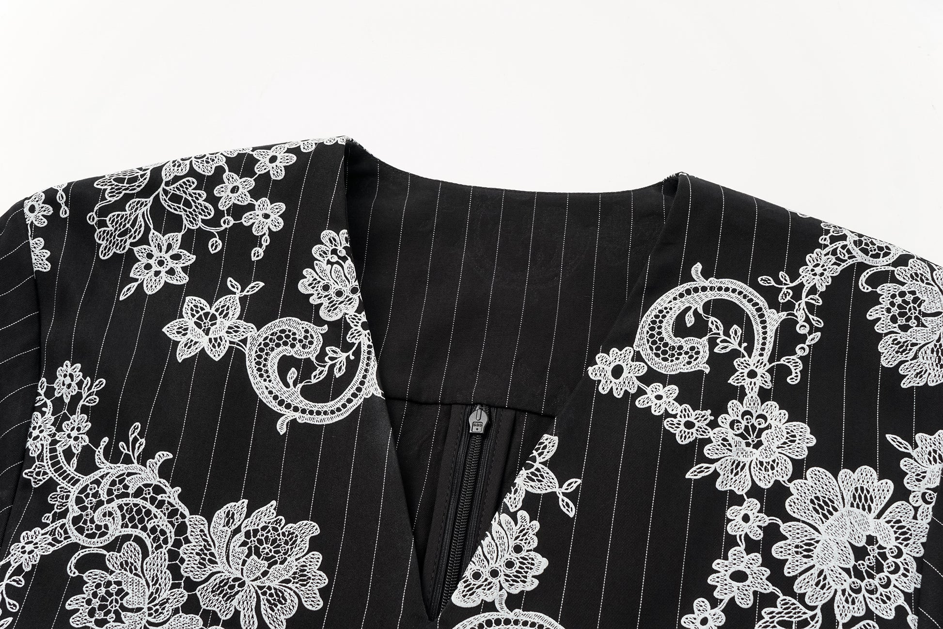 V-Neck Dress with Subtle Raised Print