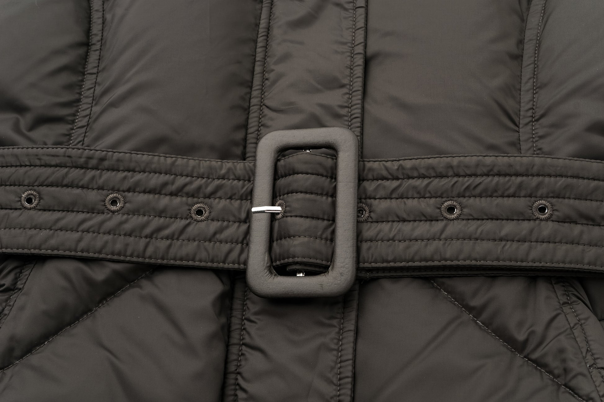 Minimalist Draped Long Down Coat with Structured Shoulder