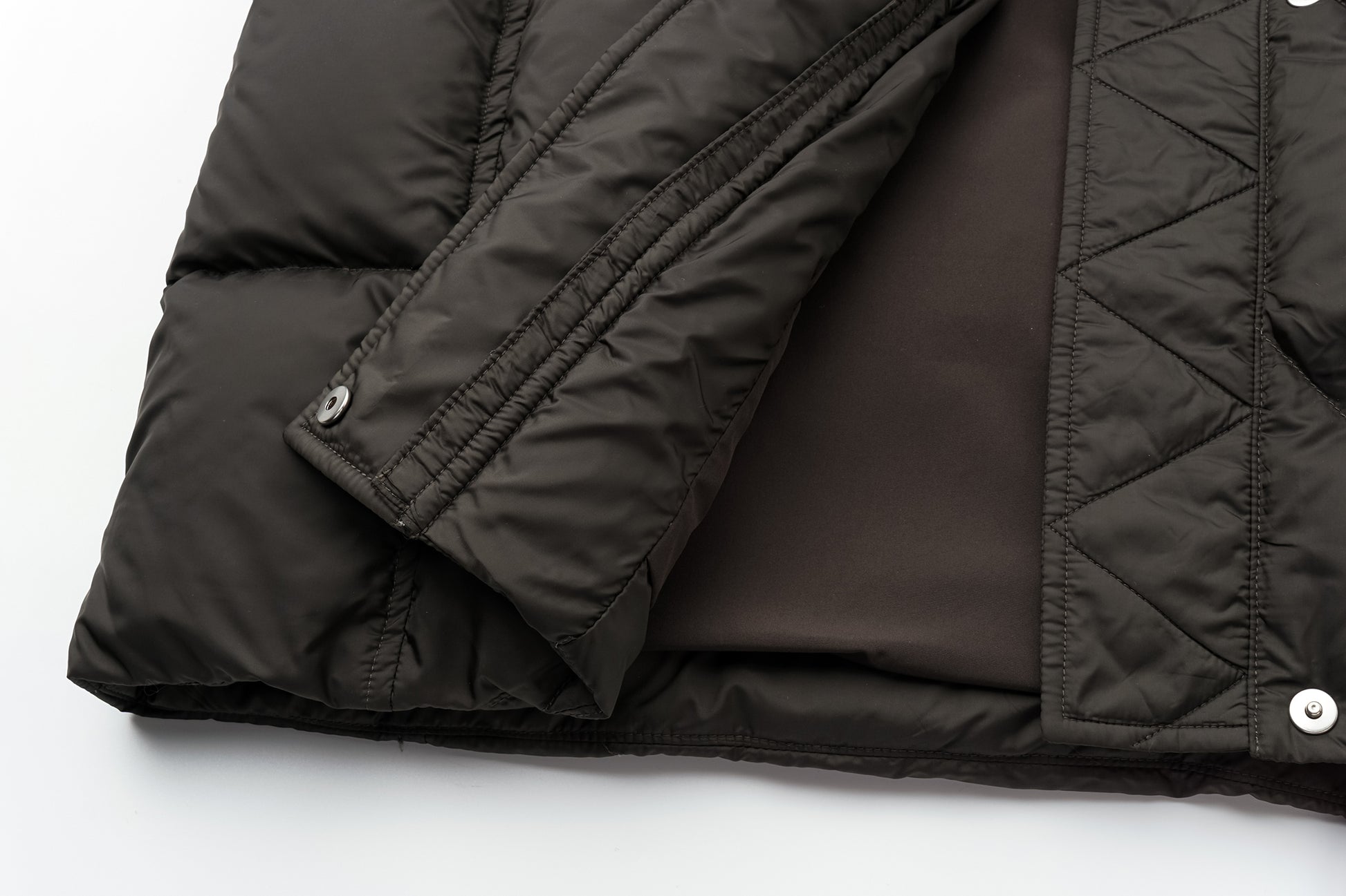 Minimalist Draped Long Down Coat with Structured Shoulder