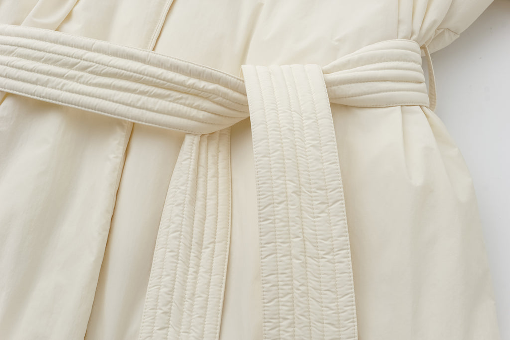 Robe-Style Long White Goose Down Coat