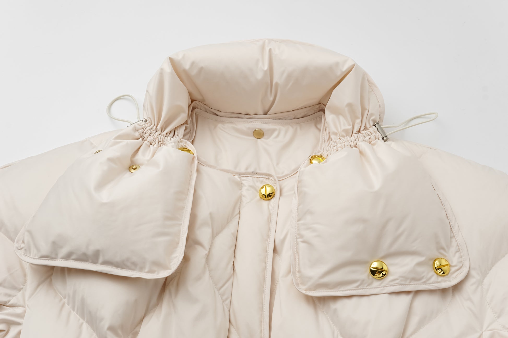 Voluminous Scimitar-Sleeve Long Down Coat