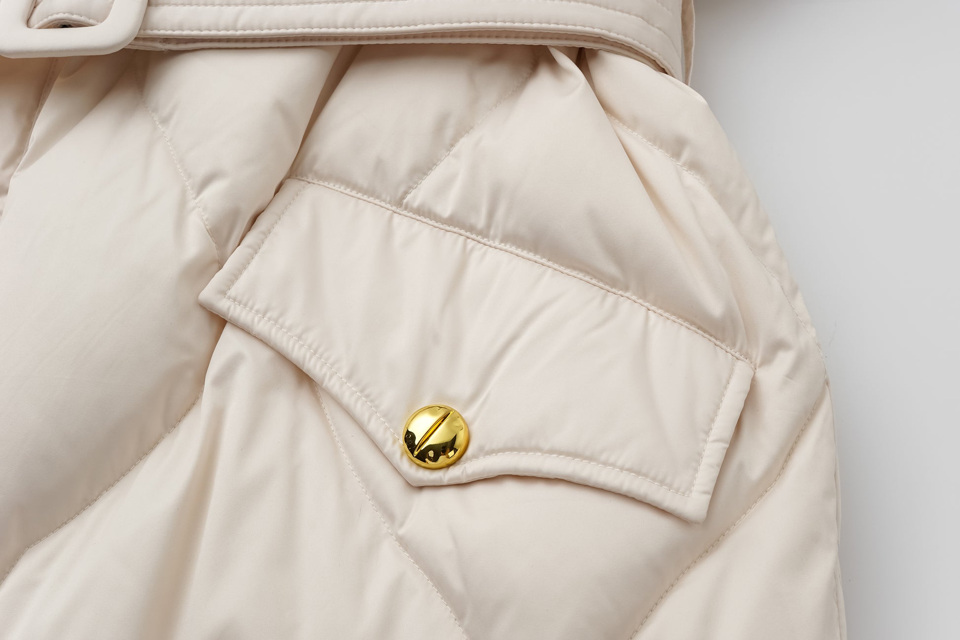 Voluminous Scimitar-Sleeve Long Down Coat