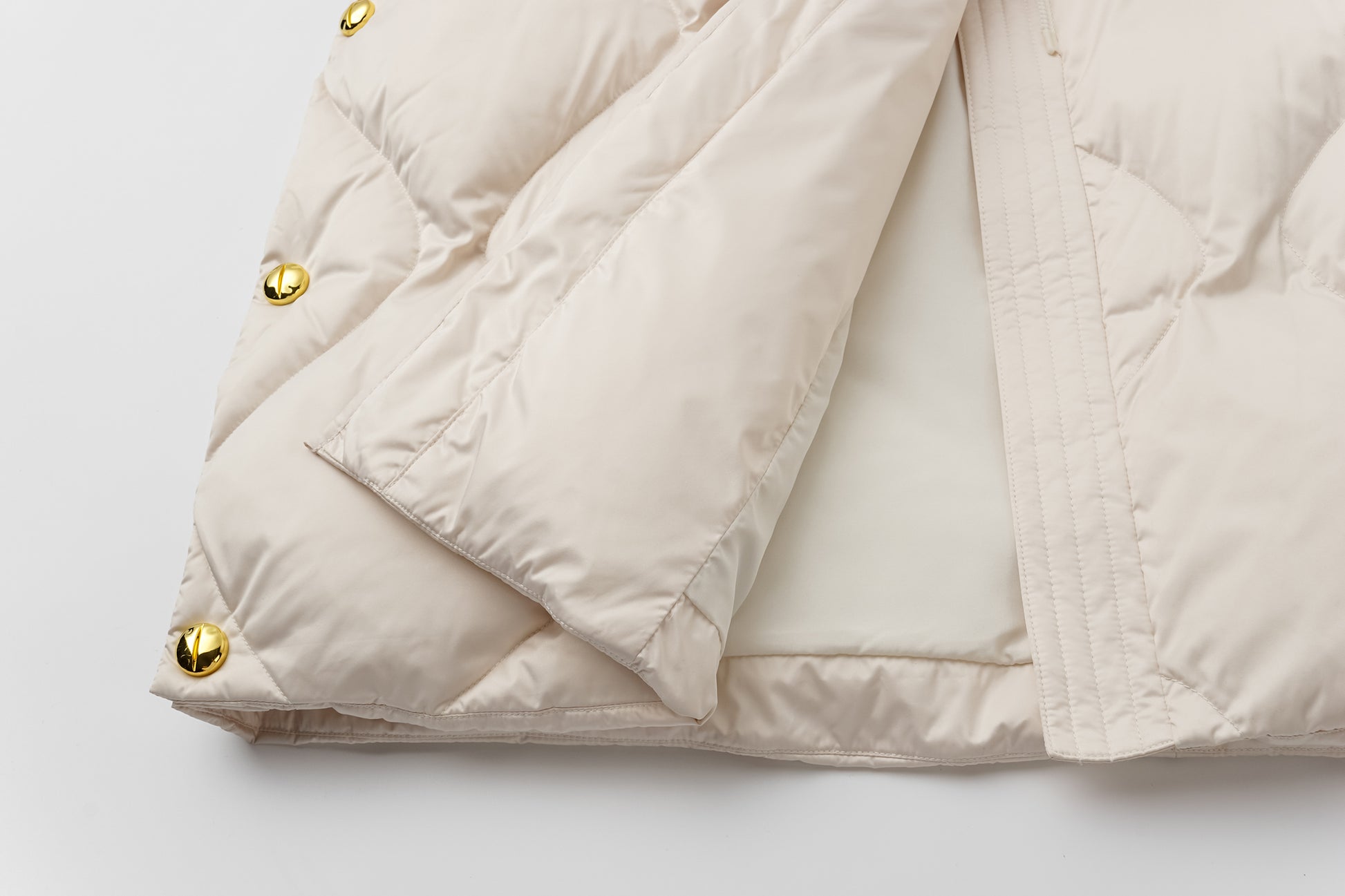 Voluminous Scimitar-Sleeve Long Down Coat