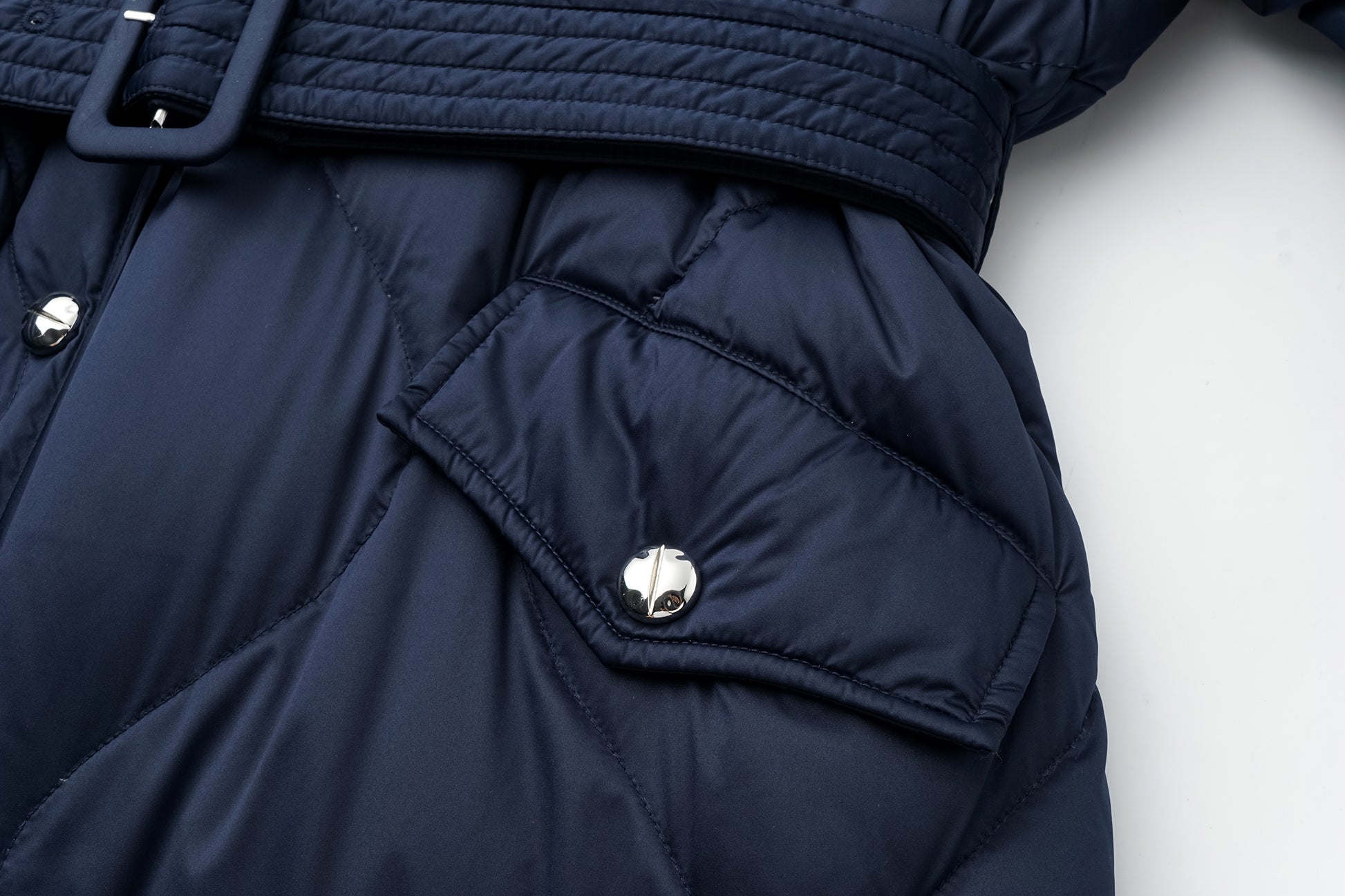 Voluminous Scimitar-Sleeve Long Down Coat